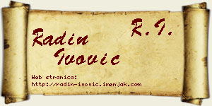 Radin Ivović vizit kartica